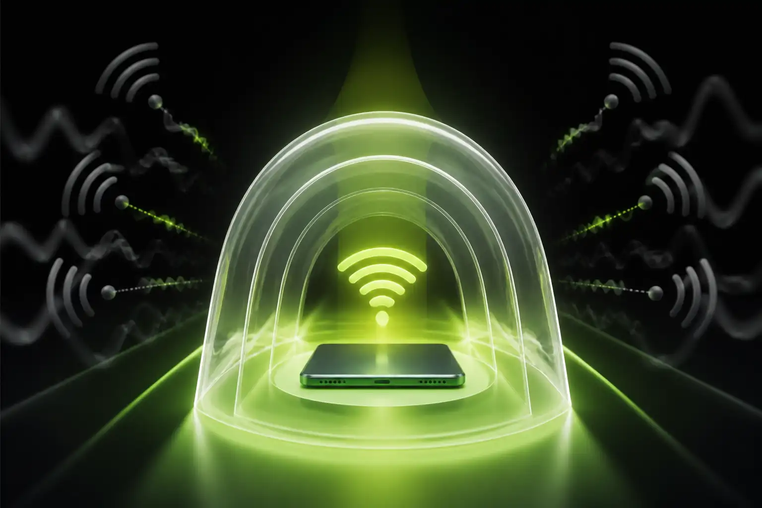 Device on café Wi-Fi inside a protected VPN tunnel