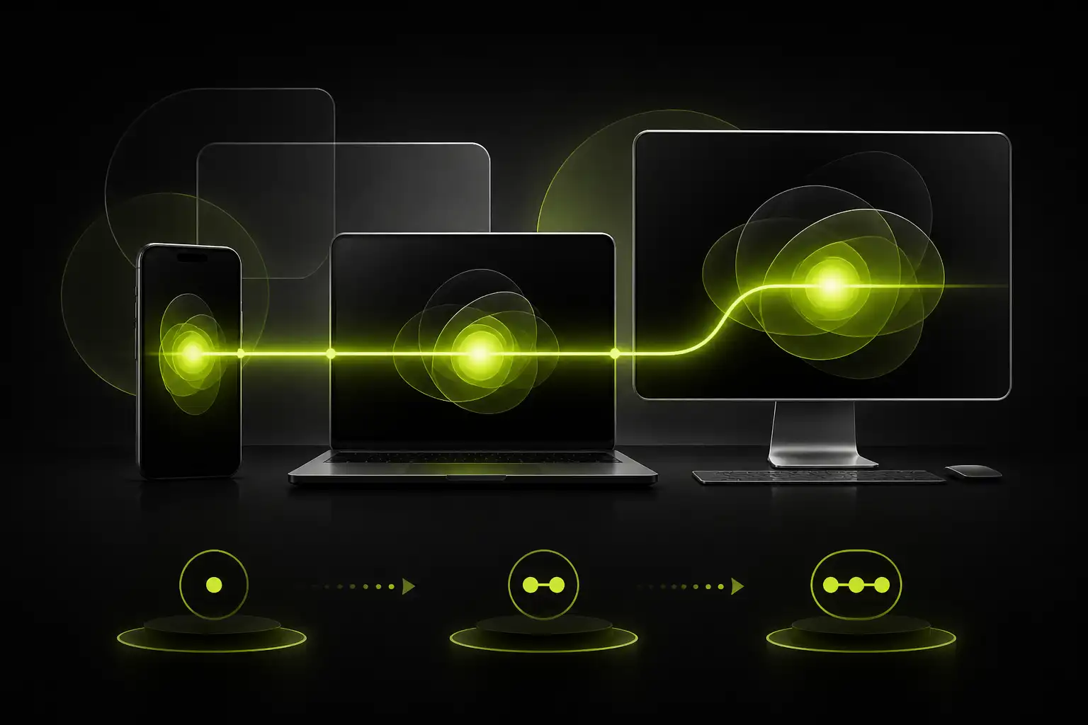 Phone and computers linked by a protected VPN setup route